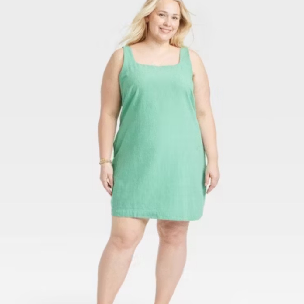 A New Day Women's Tank Mini Shift‎ Green Striped Dress